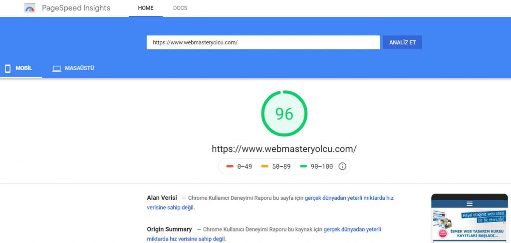 Google Site Hızı