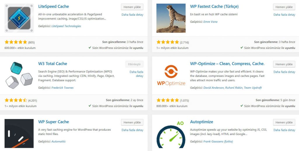Wordpress İçin Cache Eklentileri