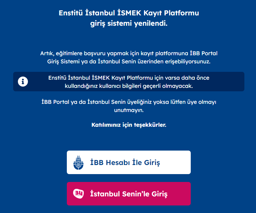 İsmek online kayıt aşaması